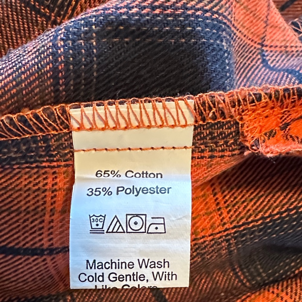 Button-Down Plaid Shirt Dress in Orange and Blue - Picture 7 of 7